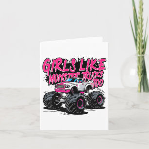Tarjeta Chicas Como Camiones De Monstruo Y Regalo De Cumpl