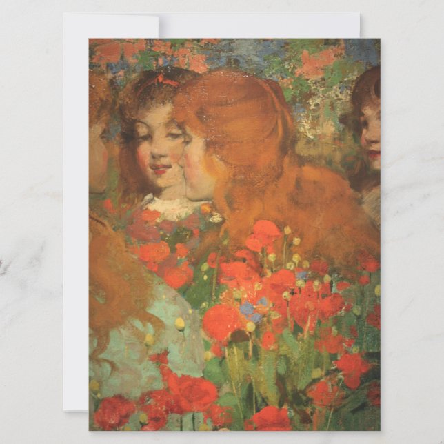 Tarjeta Chicas con lapachos rojos (de George Henry) (Anverso)