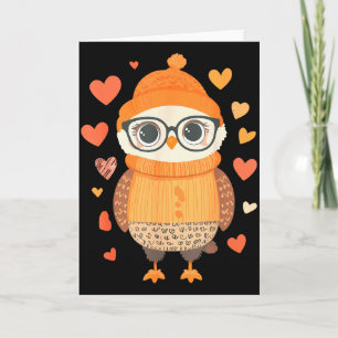Tarjeta Chicas Corazón Amante de Búhos Día de San Valentín