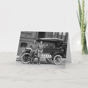 Tarjeta Chicas de autos antiguos, años 20