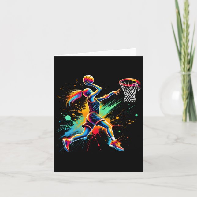 Tarjeta Chicas de baloncesto coloridos (Anverso)