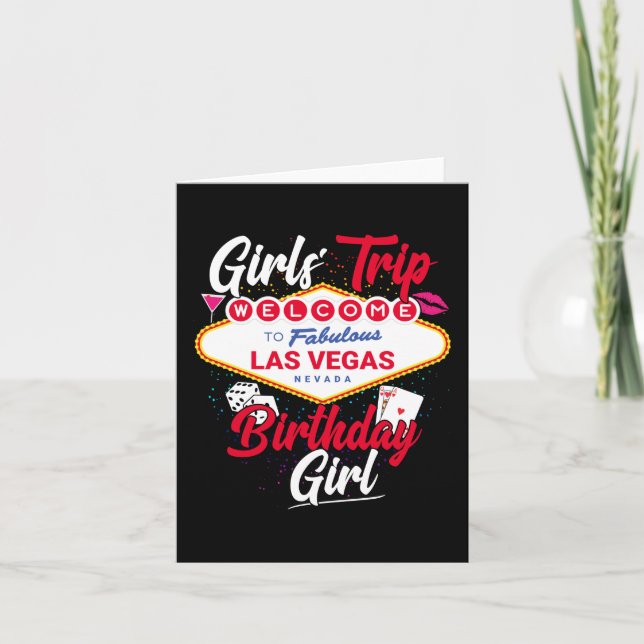 Tarjeta Chicas de cumpleaños de Las Vegas viajan a Chica d (Anverso)