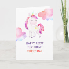 Tarjeta Chicas de cumpleaños felices de Unicornio