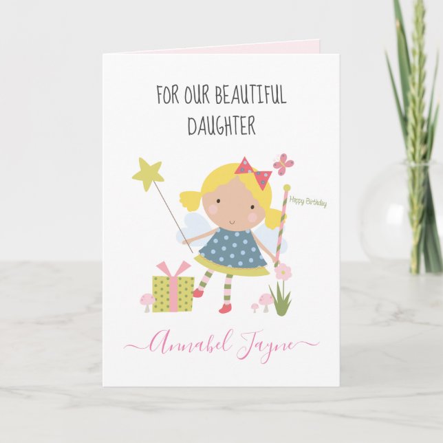 Tarjeta Chicas de hada de cumpleaños de hija extravagantes (Anverso)