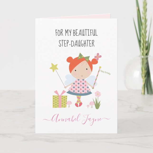 Tarjeta Chicas de hadas de cumpleaños de hijastra capricho (Anverso)