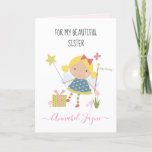 Tarjeta CHICAS de hadas de cumpleaños de SIster<br><div class="desc">Una adorable tarjeta de cumpleaños con las hadas más bonitas que puedes personalizar con el nombre de tu hermana. La colección de hadas de cumpleaños es perfecta para las niñas que adoran criaturas mágicas. Puede elegir entre dos tipos de tarjetas. Puede elegir entre papel de brillo sedoso o papel mate....</div>