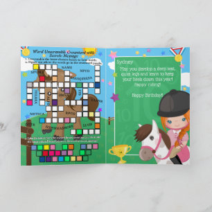 Tarjeta Chicas de jengibre mensaje secreto ecuestre Cumple