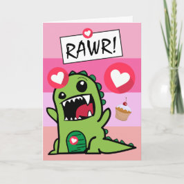 Tarjeta Chicas de minitas de dinosaurios rosados