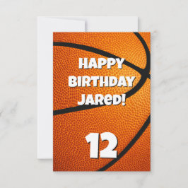Tarjeta chicas de niños baloncesto feliz cumpleaños