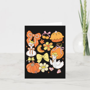 Tarjeta Chicas de otoño de la acogedora calabaza de la est