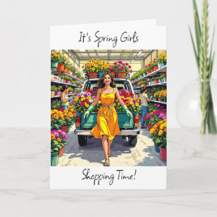 Tarjeta ¡Chicas de primavera! Es hora de que las plantas s