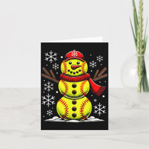 Tarjeta Chicas de softball de muñeco de nieve de Navidad, 