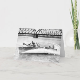 Tarjeta Chicas del glamour en barco rápido