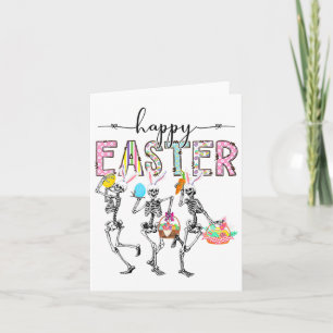 Tarjeta Chicas del Skeleton Bunny Egg Boys Feliz Día de Pa