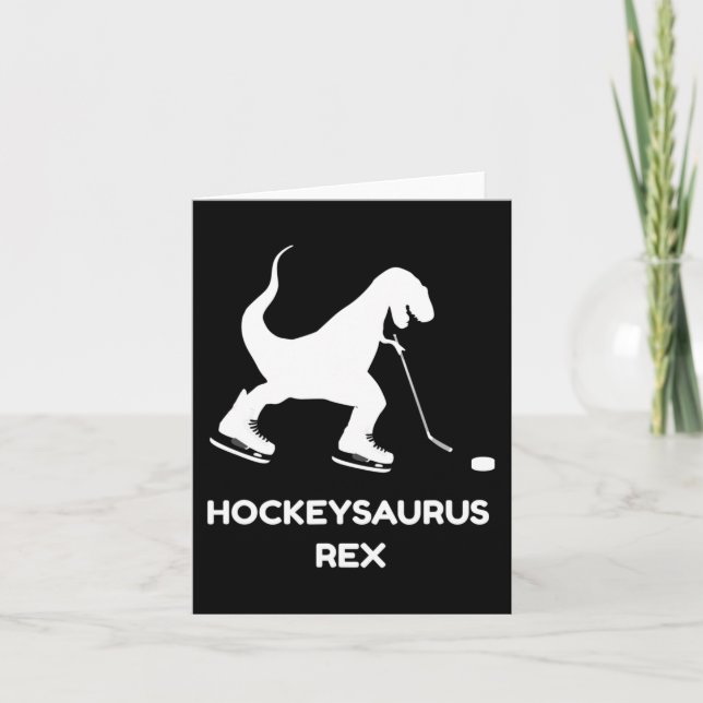 Tarjeta Chicas divertidas Hockey sobre hielo T Rex Dinosau (Anverso)