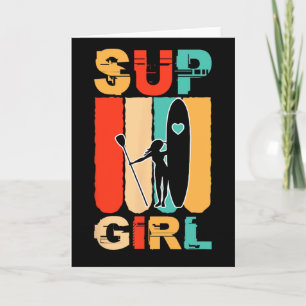 Tarjeta Chicas Divertidas Sup Remo Paddle Surfista Surfing