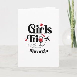 Tarjeta Chicas Divertidas Viaje Vino Eslovaquia Vacaciones