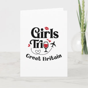 Tarjeta Chicas Divertidas Vino Viaje Gran Bretaña Vacacion