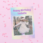 Tarjeta Chicas educados foto arcoiris pastel Personalizado<br><div class="desc">Celebra a tu niñita con esta tarjeta de cumpleaños con arcoiris pastel que incluye hermosas letras moradas y la fotografía del personalizado de tu hijo. Añade la fotografía de tu hijo para darle un toque personal a esta tibia y caprichosa adición de fiesta.</div>
