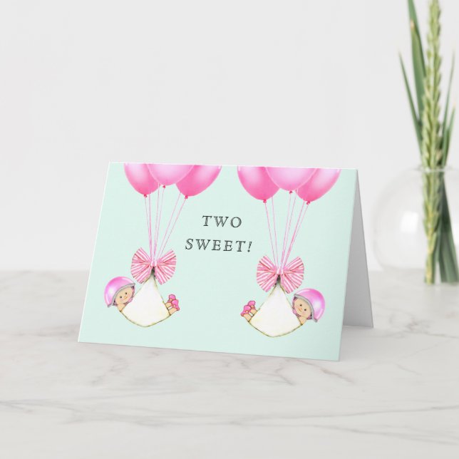 Tarjeta Chicas gemelos bebés (Anverso)