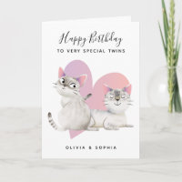 Chicas gemelos de gatos gatitos rosados Cumpleaños
