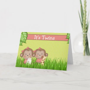 Tarjeta Chicas gemelos recién nacido burlón