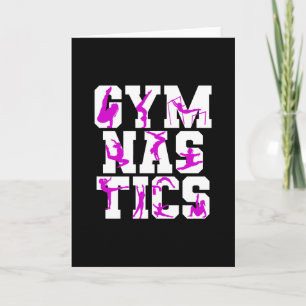 Tarjeta Chicas Gimnasia Palabra de Silueta Púrpura Arte