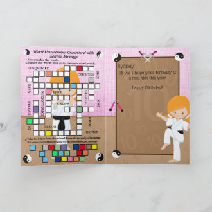 Tarjeta Chicas Jengibre Karate Mensaje Secreto Feliz Cumpl