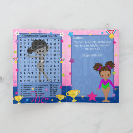 Tarjeta Chicas marrones Gymnastics Word Search Happy Birda