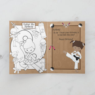 Tarjeta Chicas marrones - Karate Coloring Page Feliz cumpl