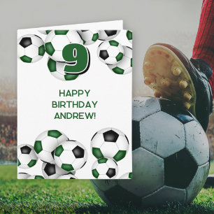 Tarjeta chicas masculinos futbolistas verdes