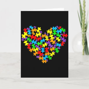 Tarjeta Chicas Mujeres Conciencia del Autismo Corazón Piez