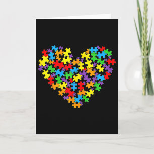 Tarjeta Chicas Mujeres Conciencia del Autismo Corazón Piez