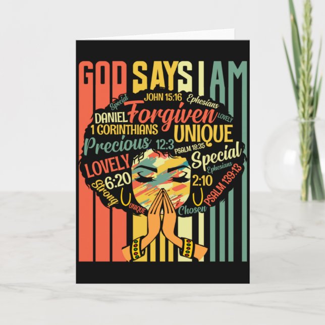 Tarjeta Chicas Negras Dios Dice Que Soy Mes De La Historia (Anverso)