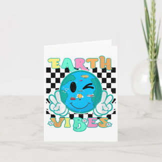 Tarjeta Chicas Retro Groovy Earth Vibes Earth Smile