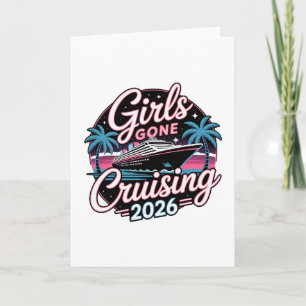 Tarjeta Chicas Retro que se Fueron de Crucero Vacaciones d