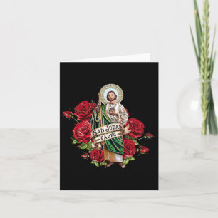 Tarjeta Chicas Rosas Rojas San Judas Tadeo Con Bandera