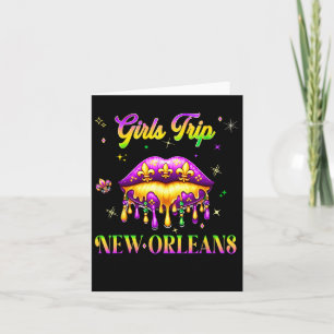 Tarjeta Chicas Viajar Nueva Orleans Mardi Gras Lips Beads