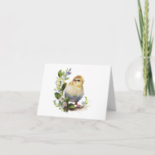 Tarjeta Chick de color agua dulce con flores