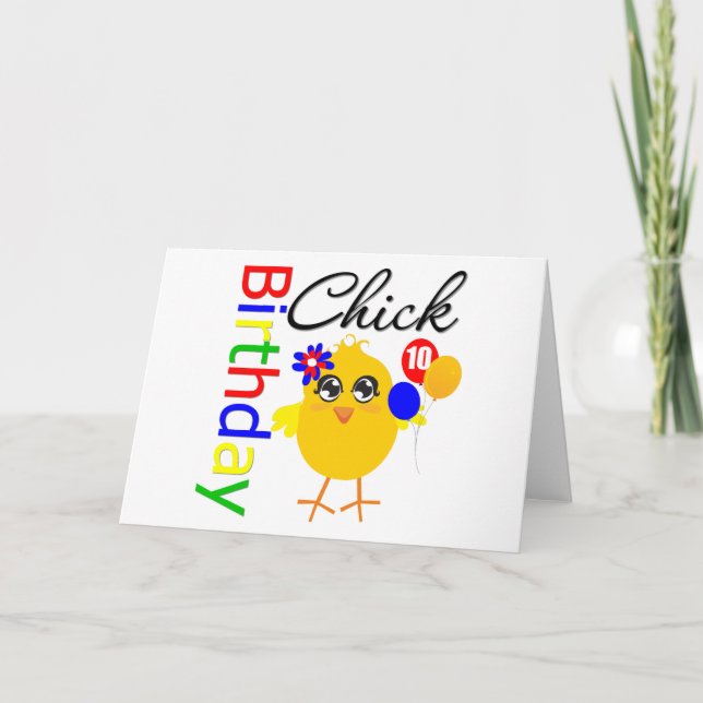 Tarjeta Chick de cumpleaños de 10 años (Anverso)