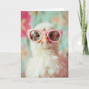 Tarjeta Chick Guay con primavera de vidrio rosado