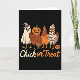 Tarjeta Chick Or Treat Bruja de Halloween Pollo Espeluznan