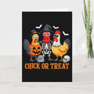 Tarjeta Chick Or Treat divertido disfraz de pollo de Hallo