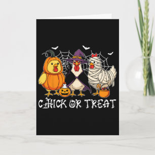 Tarjeta Chick Or Treat Divertido Halloween Calabaza Fantas
