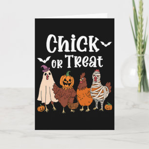 Tarjeta Chick Or Treat Divertido Pollo Espeluznante Hallow