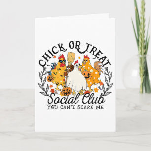 Tarjeta Chick Or Treat Social Club, Halloween Chicken,spoo