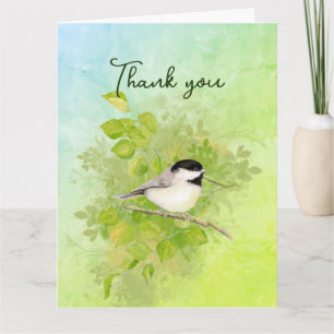 Tarjeta Chickadee acuarela Arte por la Naturaleza