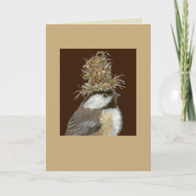 Tarjeta Chickadee con gorra anidante (Anverso)