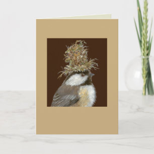 Tarjeta Chickadee con gorra anidante