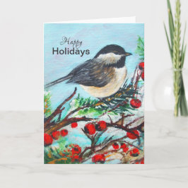 Tarjeta Chickadee Winter Happy Holidays Card